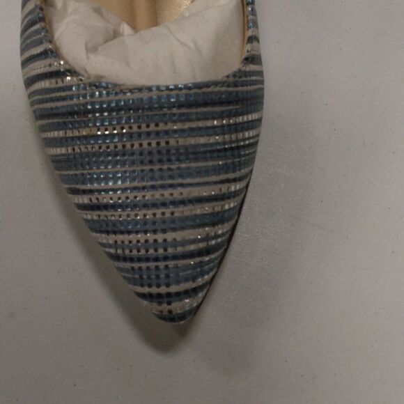 Katy Perry Collections Blue and White Striped Heels - Picture 4 of 6